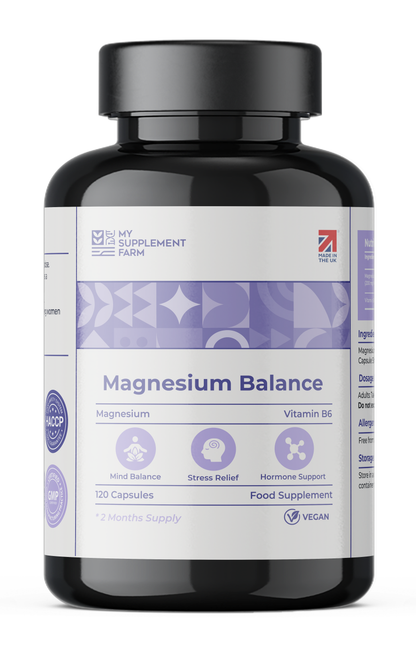 Magnesium Glycinate with Vitamin B6 Capsules for Energy & Calm Balance