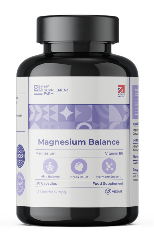 Magnesium Glycinate with Vitamin B6 Capsules for Energy & Calm Balance
