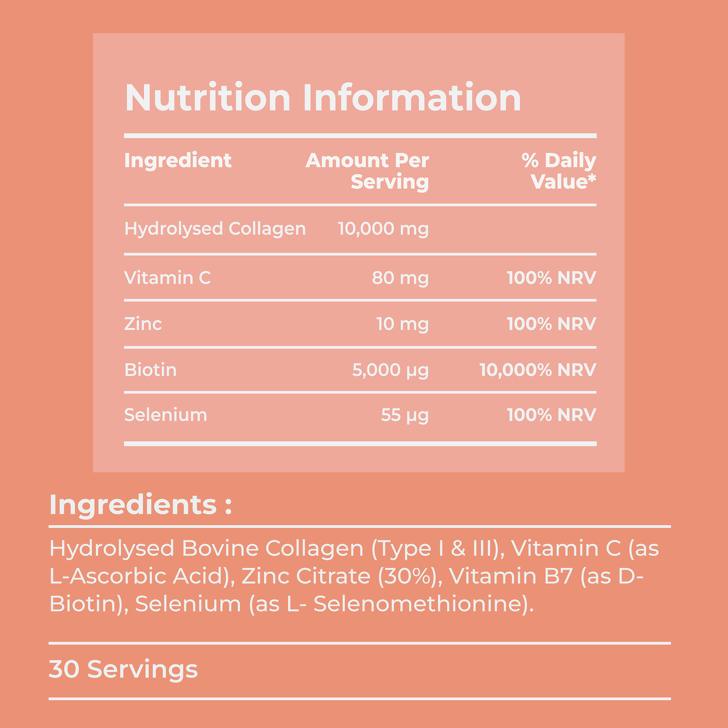 Collagen Protein Powder for Hair, Skin & Nails – 10,000mg High Strength