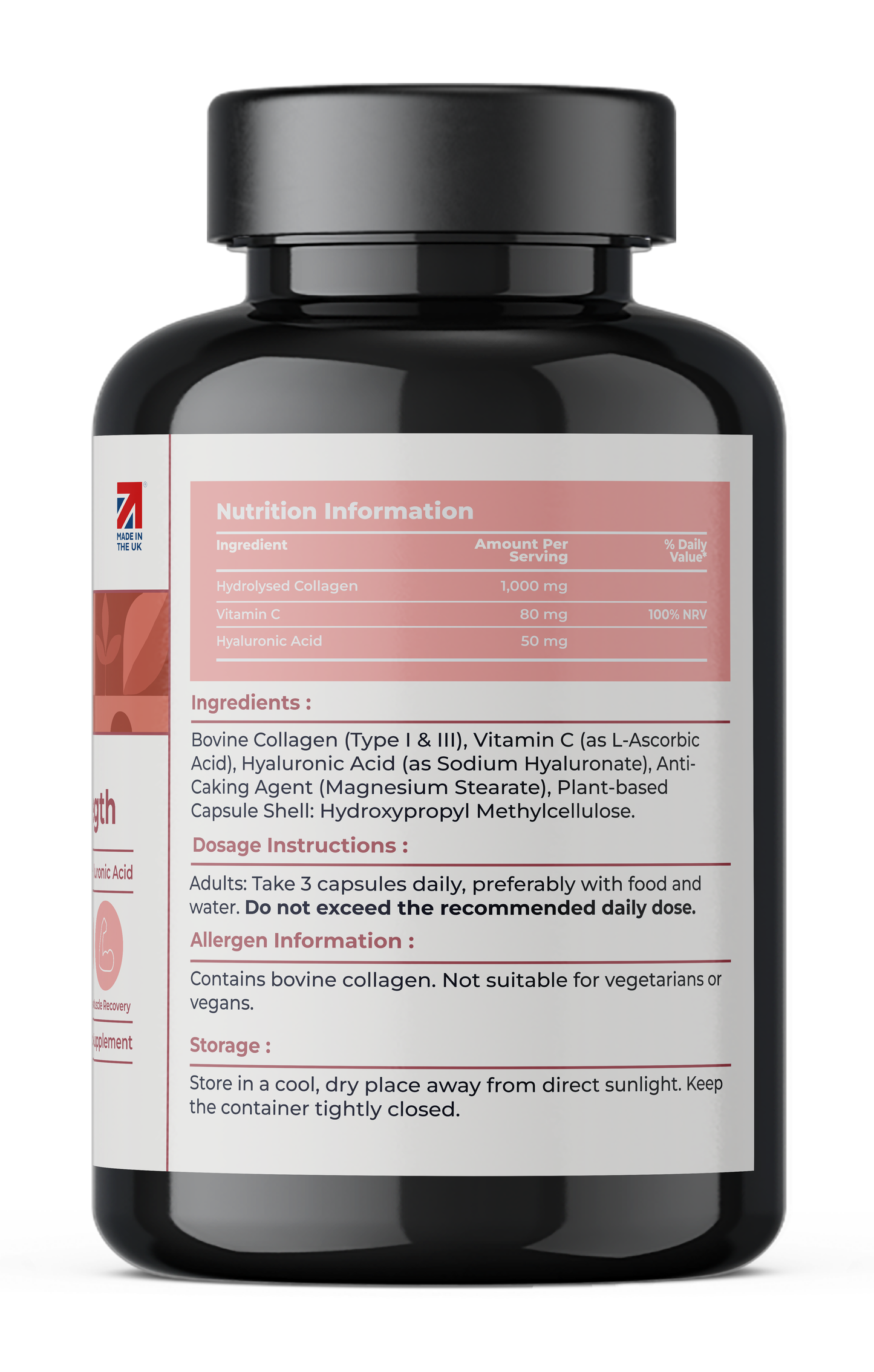 Triple Action Collagen Supplement – High Strength Capsules for Hair, Skin & Nails