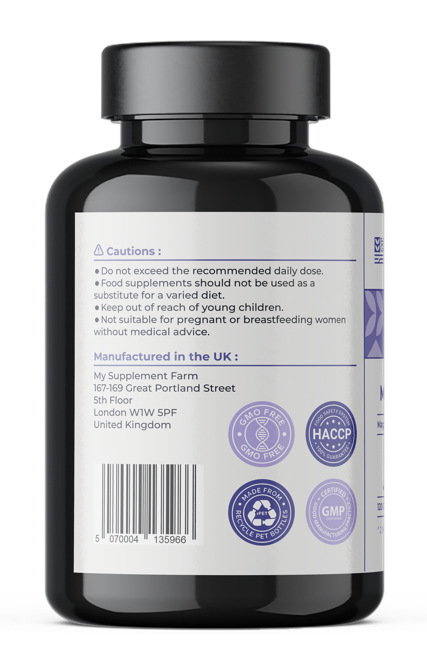 Magnesium Glycinate with Vitamin B6 Capsules for Energy & Calm Balance