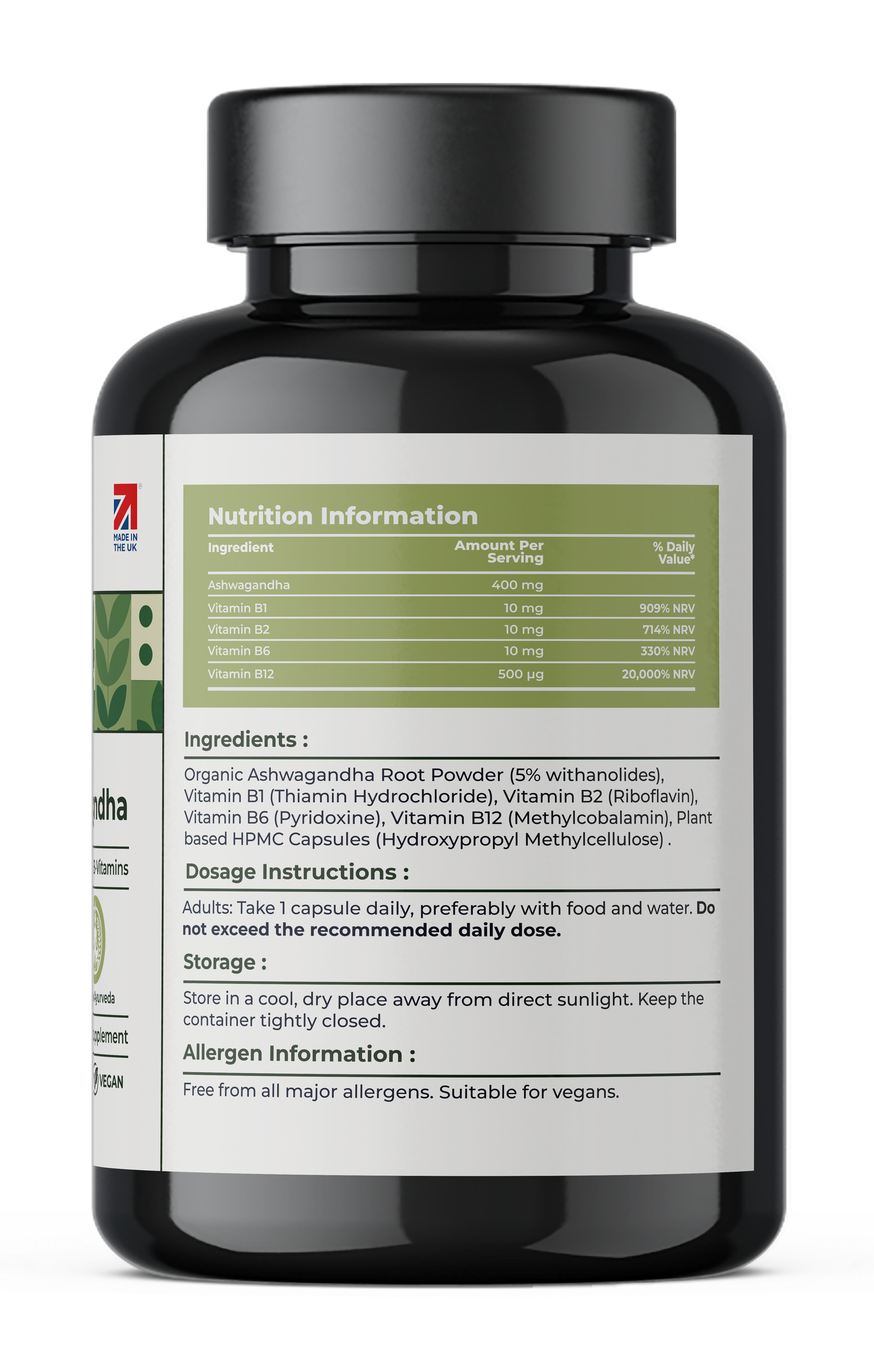 Organic Ashwagandha Capsules 470mg – Supports Energy, Mood & Mental Balance