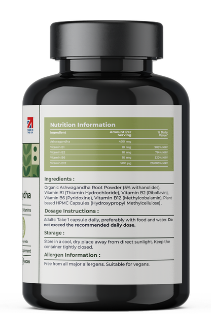 Organic Ashwagandha Capsules 470mg – Supports Energy, Mood & Mental Balance